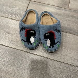 Kids Dinosaur Cozy Slippers in Blue and Black